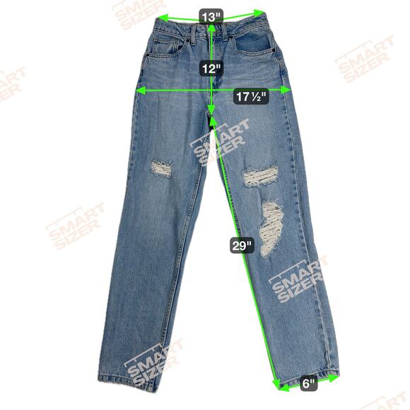 BDG Urban Outfitters High Rise Mom Jeans Medium Wash Distressed Size 27/32 - Picture 5 of 13